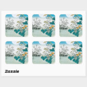 Moon en Flowers Vierkante Sticker (Vel)