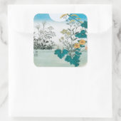 Moon en Flowers Vierkante Sticker (Tas)