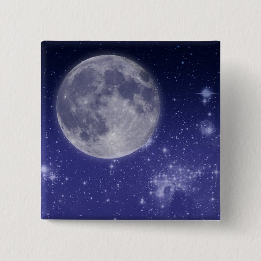 Moon- en gordelstaren vierkante button 5,1 cm (Voorkant)