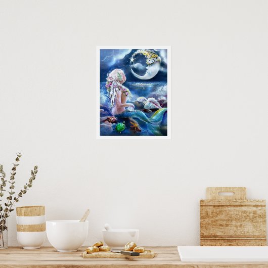 Moon en Mermaid Poster (Keuken)