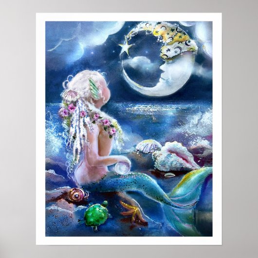 Moon en Mermaid Poster (Voorkant)