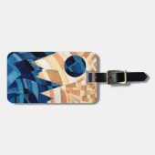 Moon en Mountains Oranje en blauw Bagagelabel (Voorkant horizontaal)