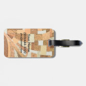 Moon en Mountains Oranje en blauw Bagagelabel (Achterkant horizontaal)