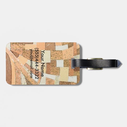 Moon en Mountains Oranje en blauw Bagagelabel (Achterkant horizontaal)