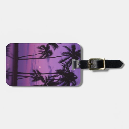 Moon- en palmboom bagagelabel (Voorkant horizontaal)