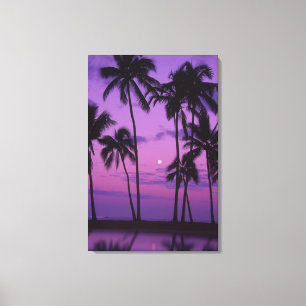 Moon- en palmboom canvas afdruk