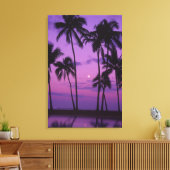 Moon- en palmboom canvas afdruk (Insitu (Woonkamer))