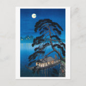Moon en Pine Tree, Koho Shoda, Woodcut Briefkaart (Voorkant)