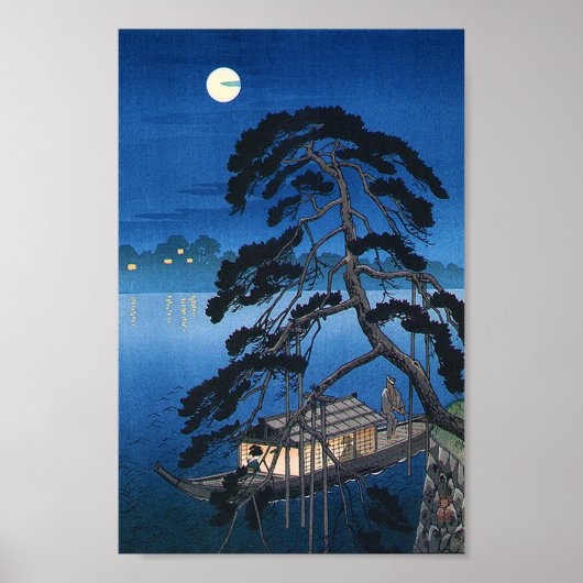 Moon en Pine Tree, Koho Shoda, Woodcut Poster (Voorkant)