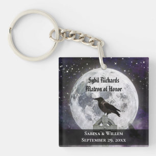 Moon en Raven Wedding Favor Sleutelhanger