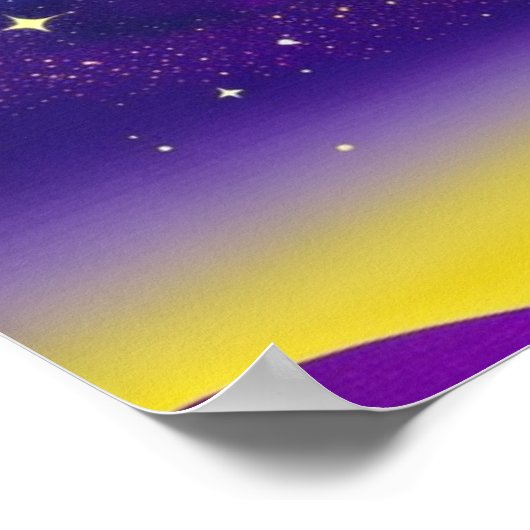 Moon en Sky in Paars Poster (Hoek)