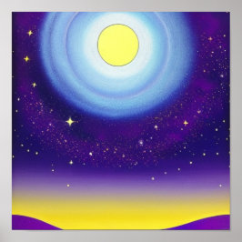 Moon en Sky in Paars Poster