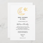 Moon en Star Baby shower per Mail uitnodiging (Voorkant / Achterkant)