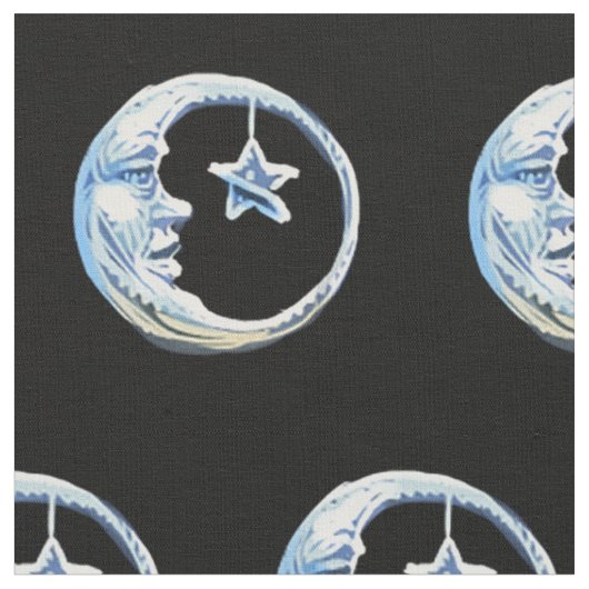Moon en Star Fabric Stof (Close Up)