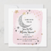 Moon en Star Pink Waterverf Splash Kaart (Voorkant)