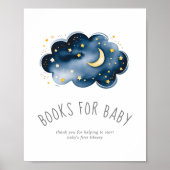 Moon en Stars Baby shower Books for Baby Sign Poster (Voorkant)
