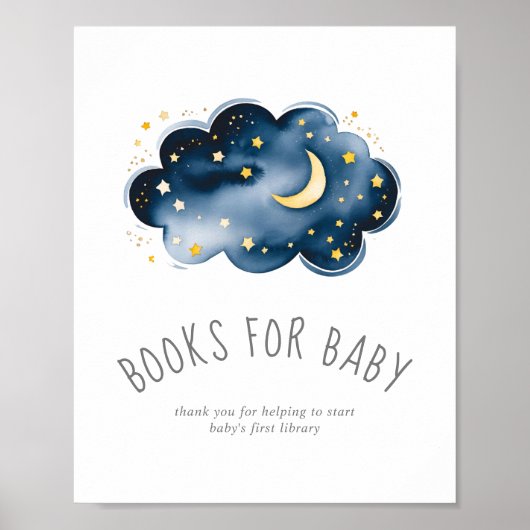 Moon en Stars Baby shower Books for Baby Sign Poster (Voorkant)
