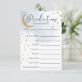 Moon en Stars Blue Baby shower Prediccard Informatiekaartje (Staand voorkant)
