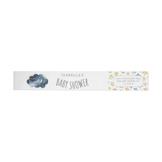 Moon en Stars Boy Baby shower Wrap Around Label (Individueel)