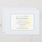 Moon en Stars Chevron Baby shower | Blauw Kaart (Voorkant / Achterkant)