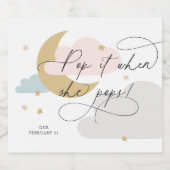 Moon en Stars Colorful Multi Pop als ze Pop Sparkling Wijnetiket (Enkel label)