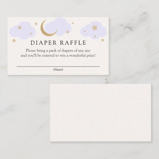 Moon en Stars Diaper Raffle-kaart Informatiekaartje (Voorkant / Achterkant)