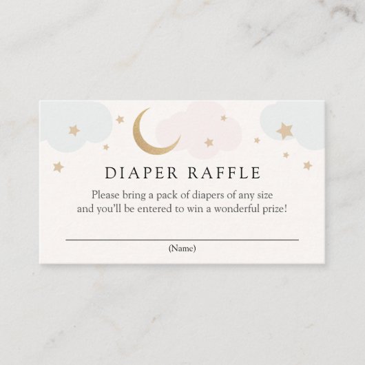 Moon en Stars Diaper Raffle-kaart Informatiekaartje (Voorkant)