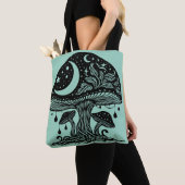 Moon en Stars paddenstoel Tote Bag (Dichtbij)