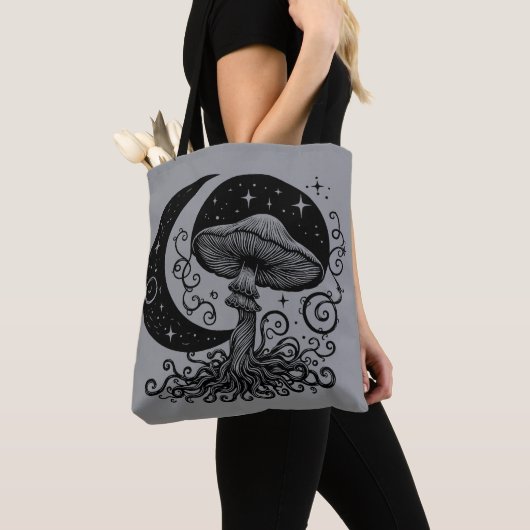 Moon en Stars paddenstoel Tote Bag (Dichtbij)