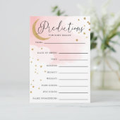Moon en Stars Roze Baby shower Prediccard Informatiekaartje (Staand voorkant)