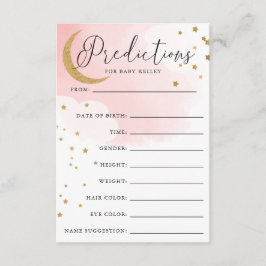 Moon en Stars Roze Baby shower Prediccard Informatiekaartje