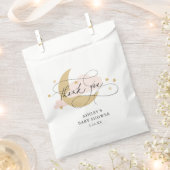 Moon en Stars Roze Baby shower van het Manuscript  Bedankzakje (Geknipt)