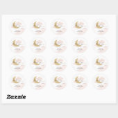 Moon en Stars Roze Baby shower van het Manuscript  Ronde Sticker (Vel)