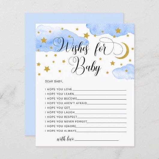 Moon en Stars Wishes for Baby Card (Voorkant / Achterkant)