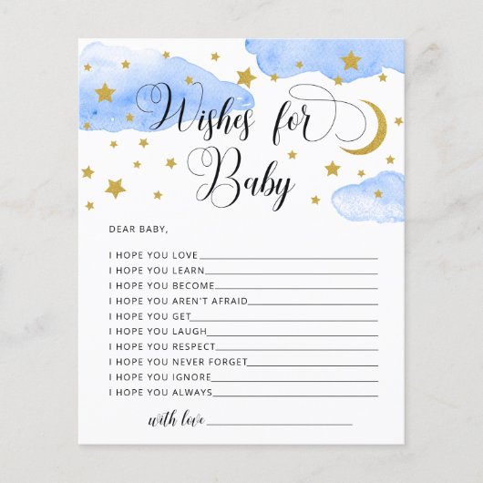 Moon en Stars Wishes for Baby Card (Voorkant)