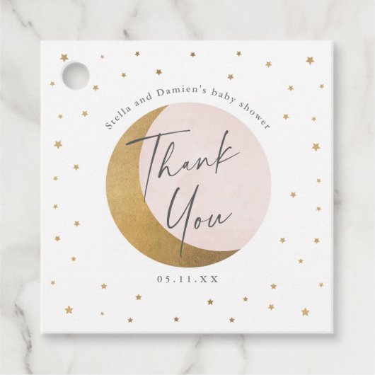 Moon en sterren baby shower bedankt bedankjes labels (Voorkant)
