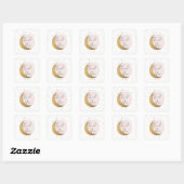 Moon en sterren baby shower bedankt vierkante sticker (Vel)