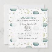 Moon en sterren babydouche kaart (Achterkant)