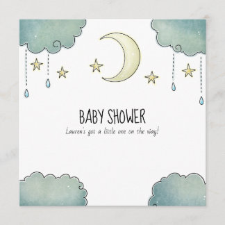 Moon en sterren babydouche kaart