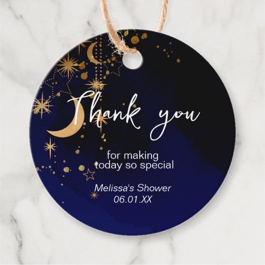 Moon en sterren Bedankt voor je creditcardgunstlab Bedankjes Labels (Voorkant)