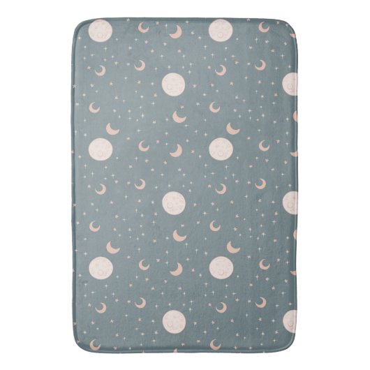 Moon en sterren - blauw badmat (Voorkant Verticaal)