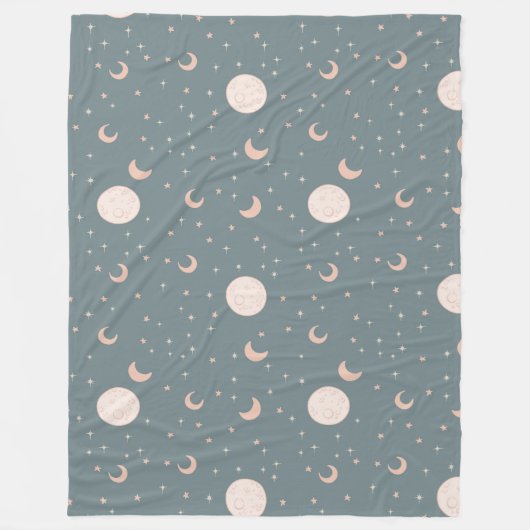 Moon en sterren - blauw fleece deken (Voorkant)