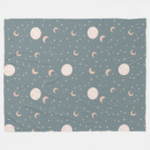 Moon en sterren - blauw fleece deken (Voorkant (Horizontaal))