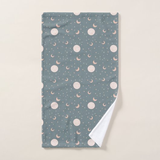 Moon en sterren - blauw handdoek (Handdoek)