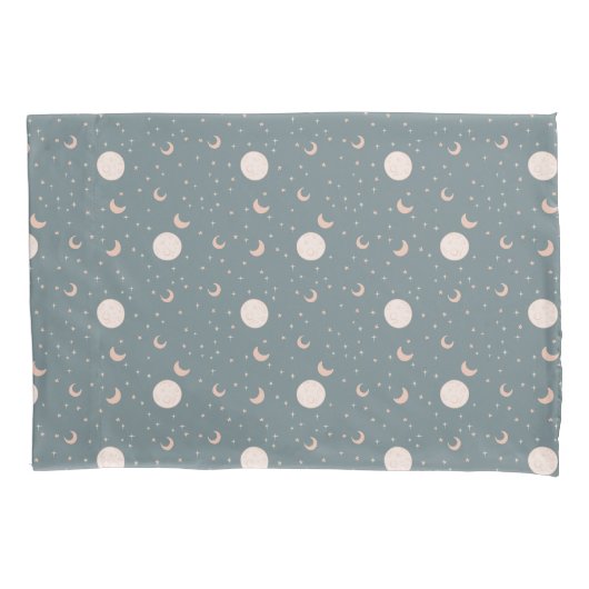 Moon en sterren - blauw kussensloop (Voorkant)