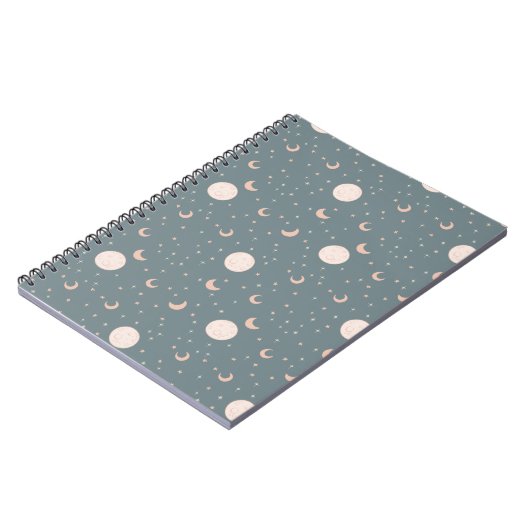 Moon en sterren - blauw notitieboek (Linkerzijde)