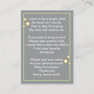 Moon en sterren Breng een boekenkaart aan Informatiekaartje