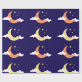 Moon en sterren cadeaupapier (Vlak)