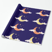 Moon en sterren cadeaupapier (Uitgerold)