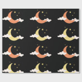 Moon en sterren cadeaupapier (Vlak)